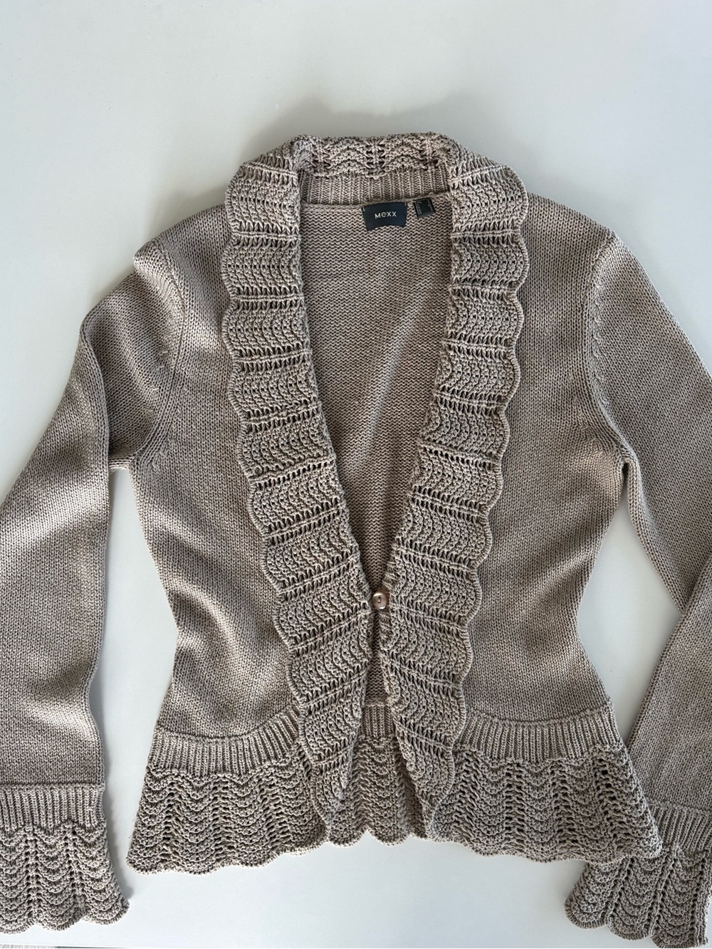 Mexx Beige Knit Cardigan – Size Small